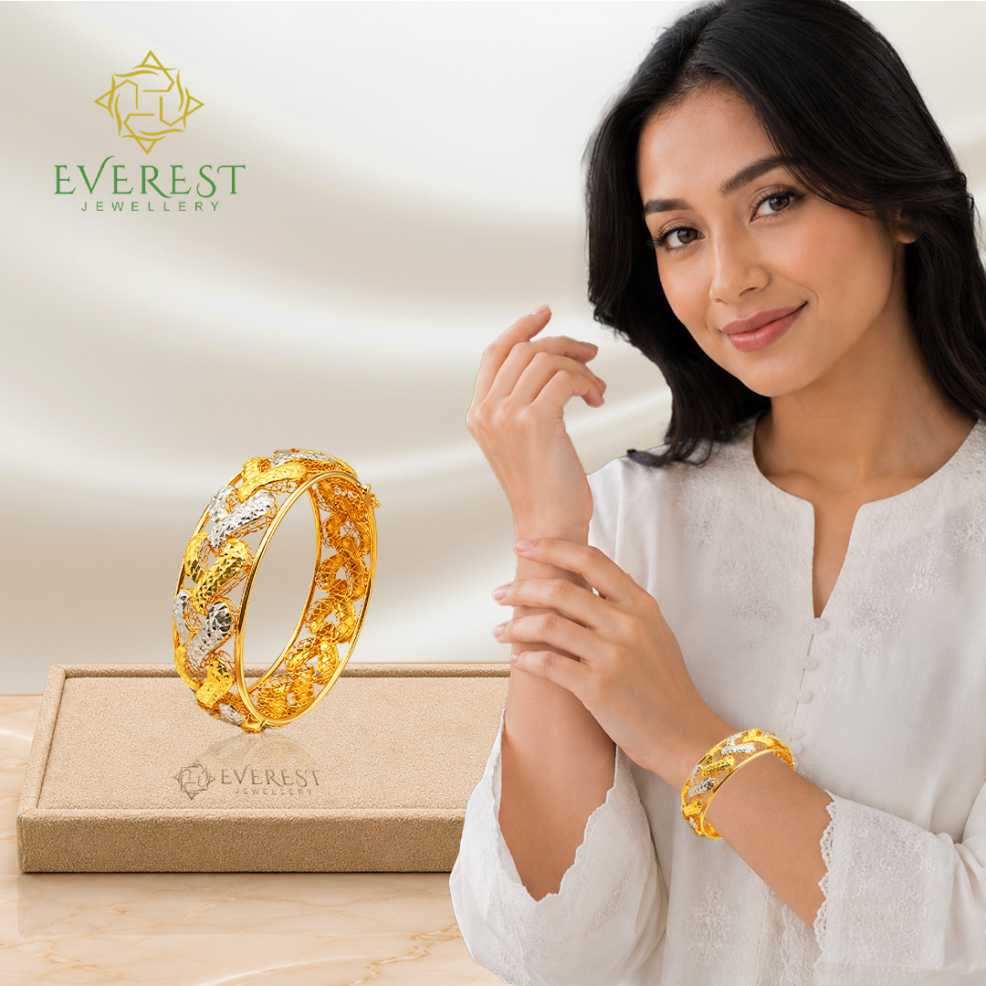 916  2C 3D Y Shape Back Net Bangle