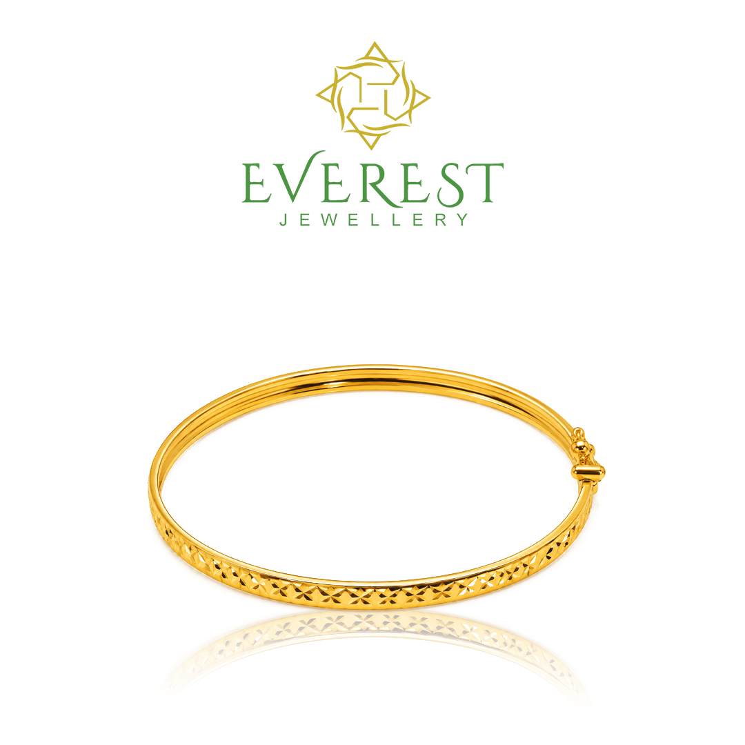916  Yellow Gold Cut & Plain XXX Tube Bangle 