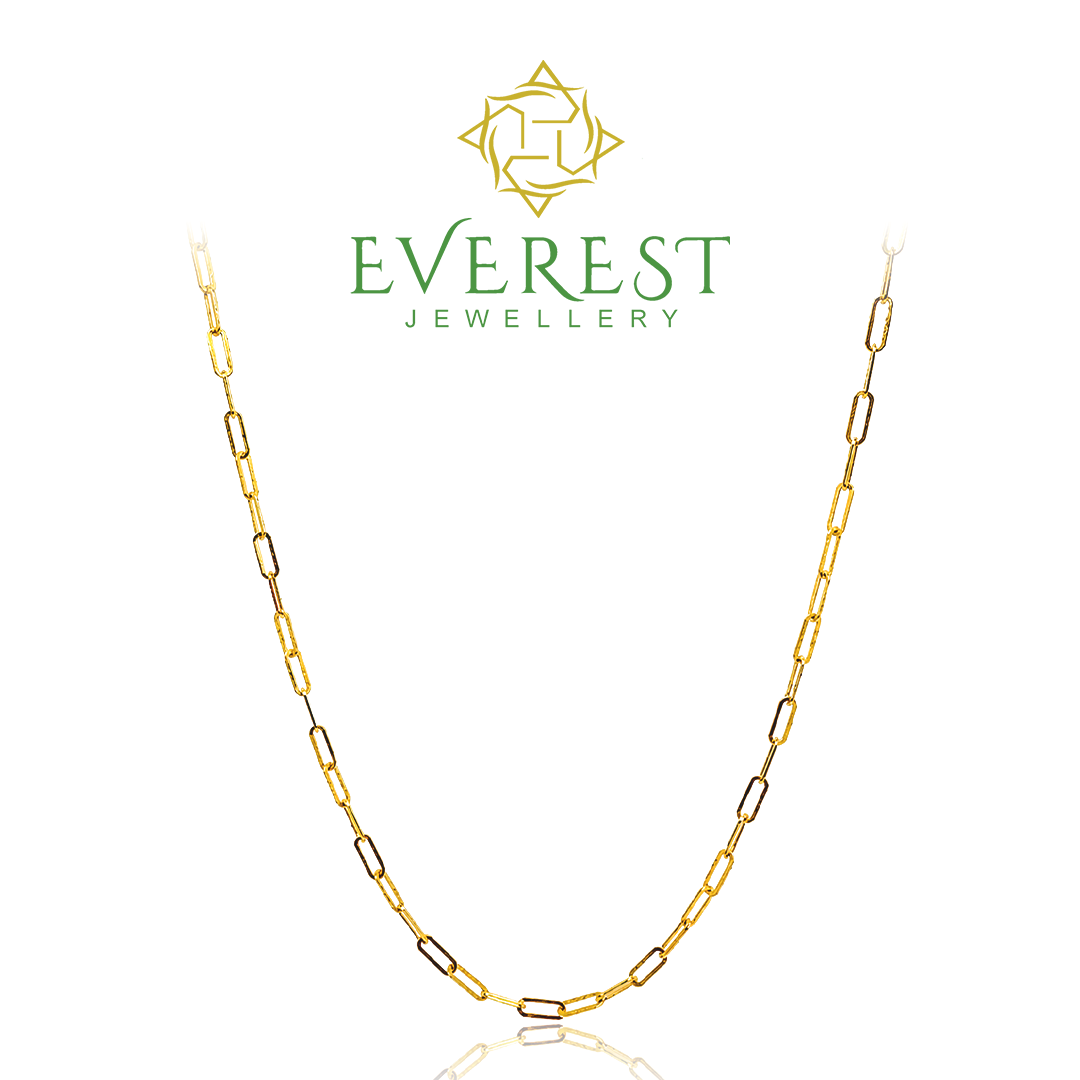 916  Yellow Gold Paper Clip Design Necklace