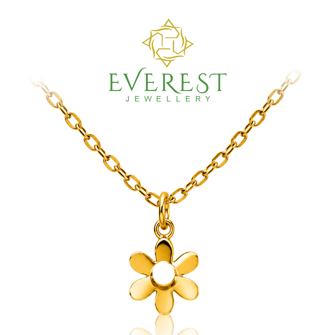 916  Yellow Gold Plain Flower Hollow Pendant