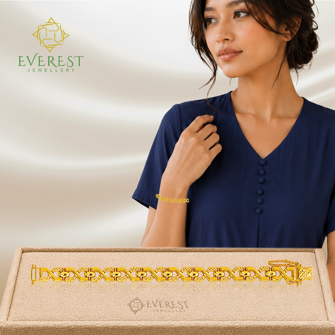 916 1C Cut & Plain X Hexagon Bracelet