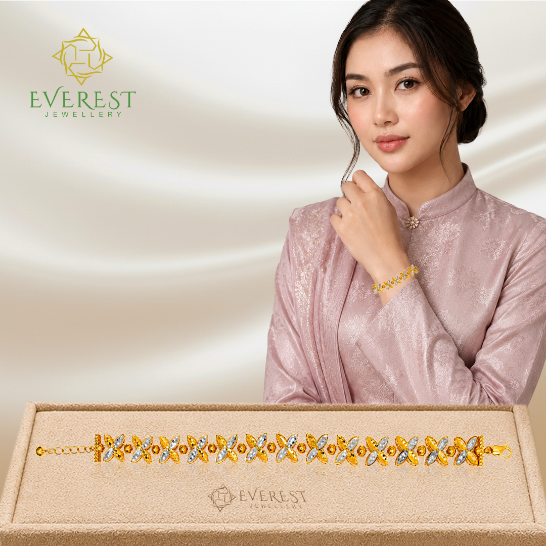 916 2C 1R Ice Cut Flower Bracelet