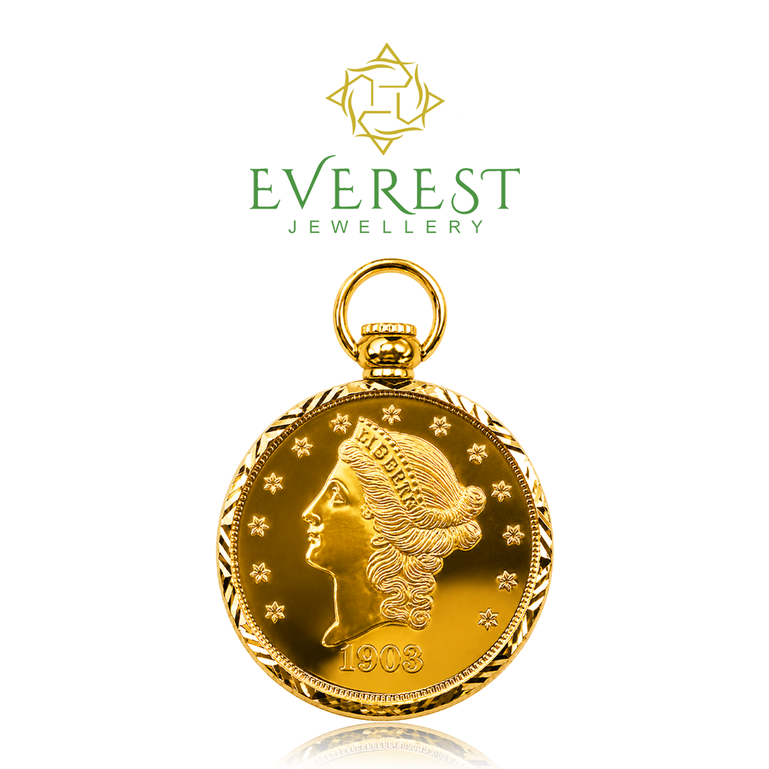 916 Gold Screw-Frame Liberty Pendants 8/9