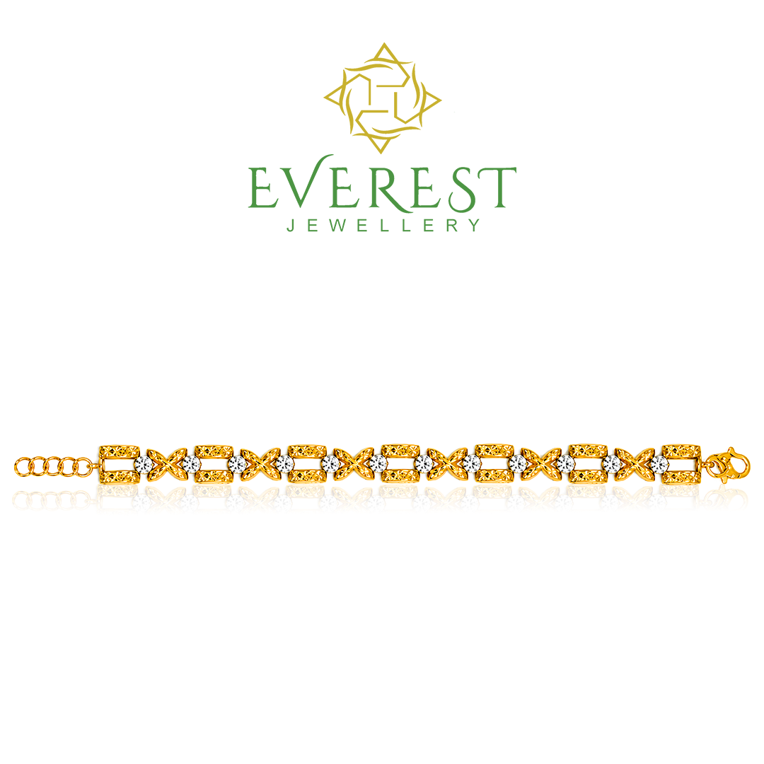 916 Two-Tone 1 Row Tanker & X Flower Bracelet