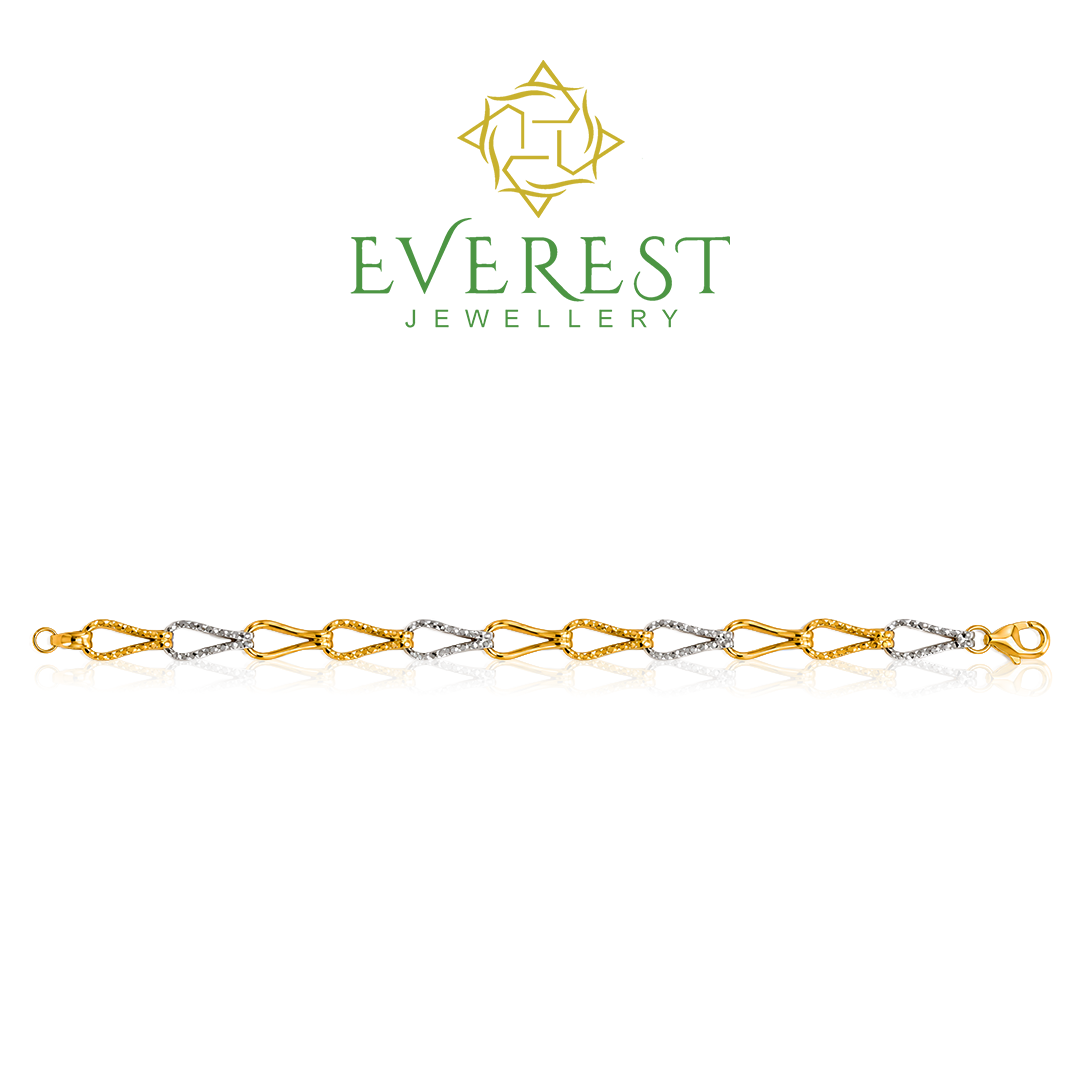 916 Two-Tone 2 Cut 1 Plain Wavy Y Bracelet