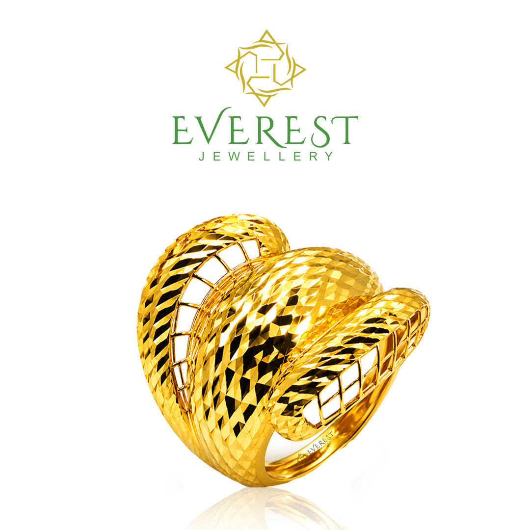 916 Yellow Gold Cut 'S' Wavy Design Ring