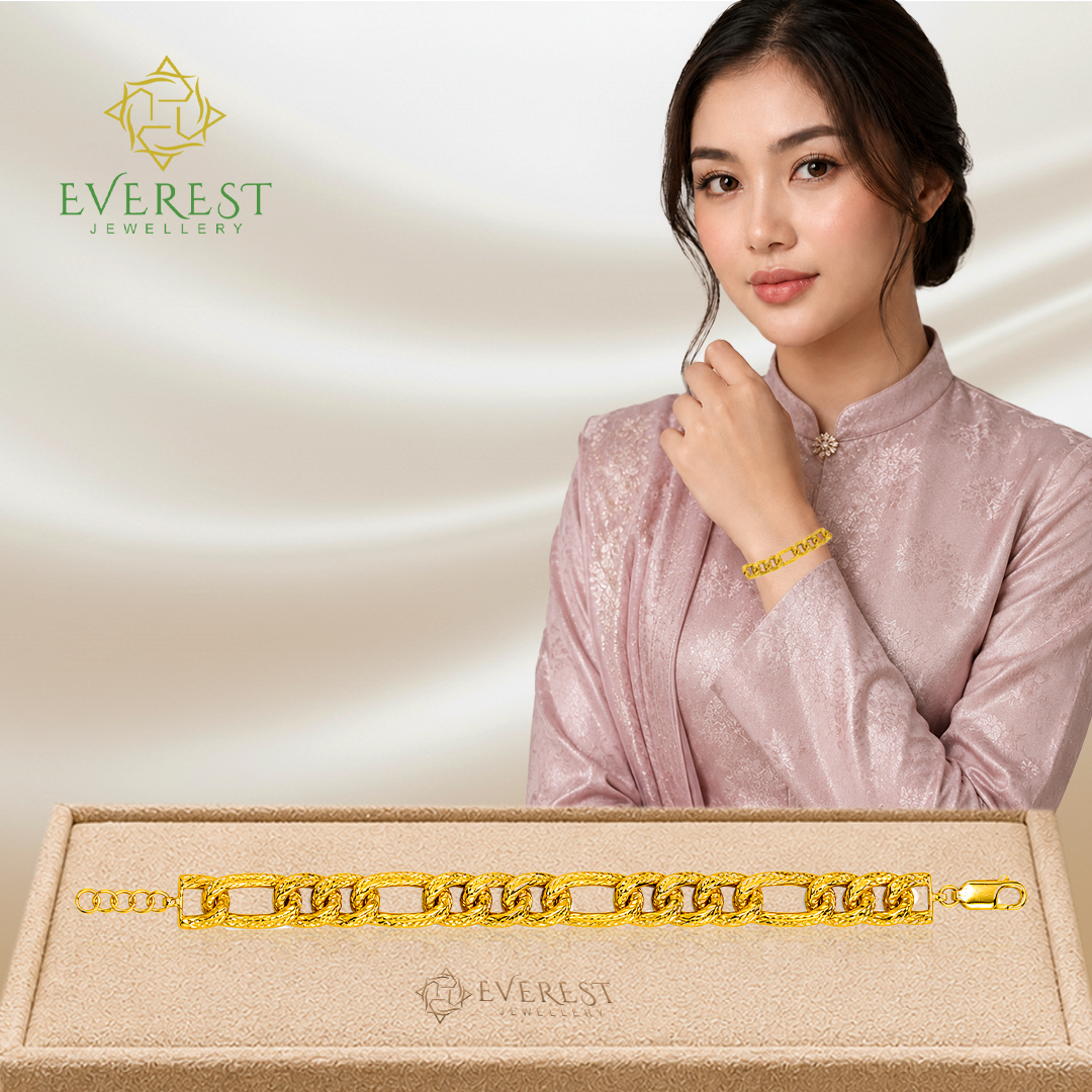 916 Yellow Gold Laser Cut Gui Ren Bracelet