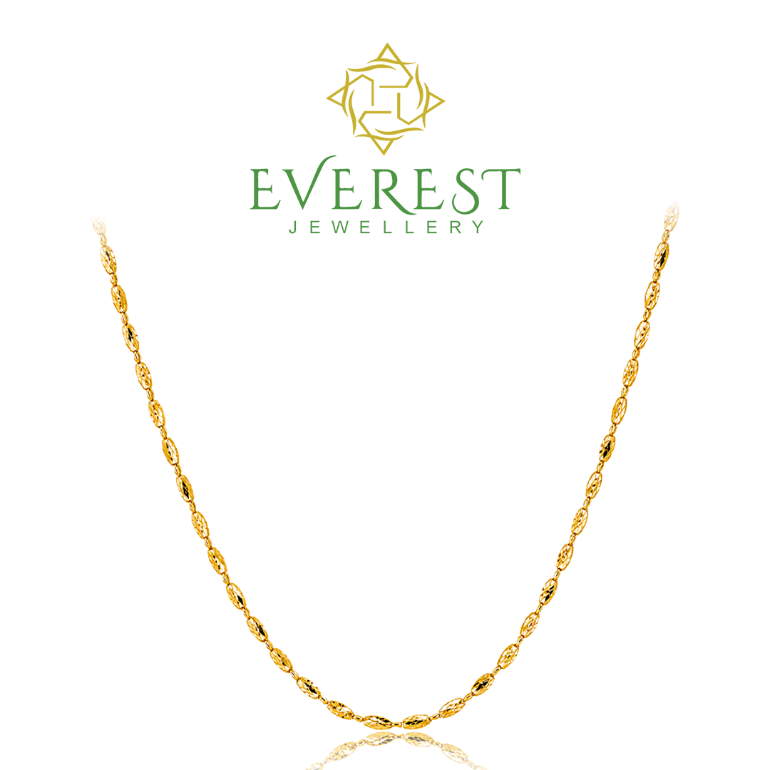 916 Yellow Gold Oval & Twist Feng Necklace