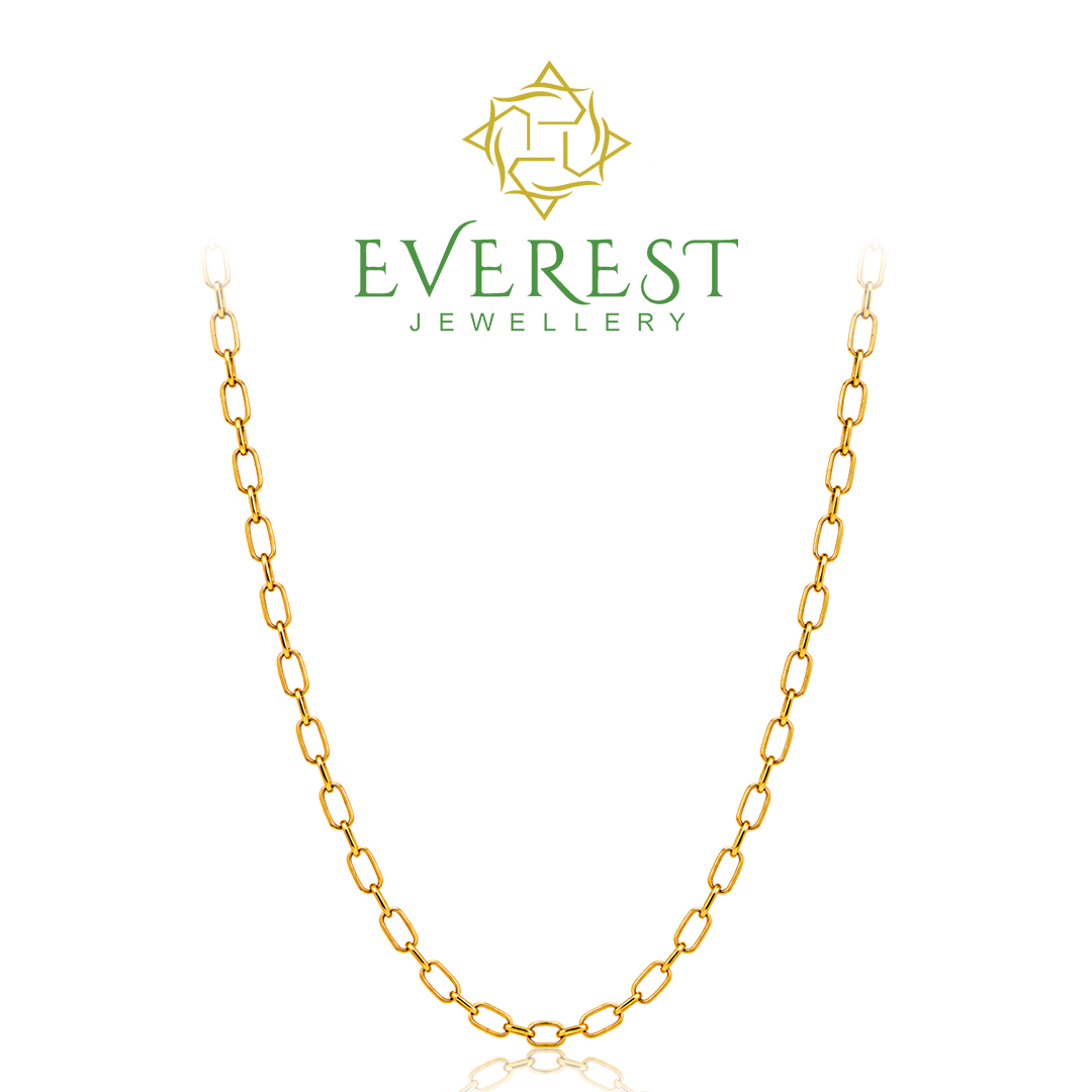 916 Yellow Gold Plain Oval SQ Ring Necklace