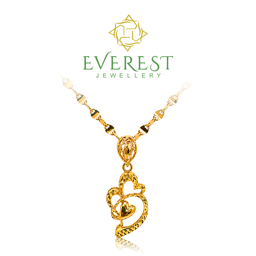 916 yg Heart on Heart Pendant